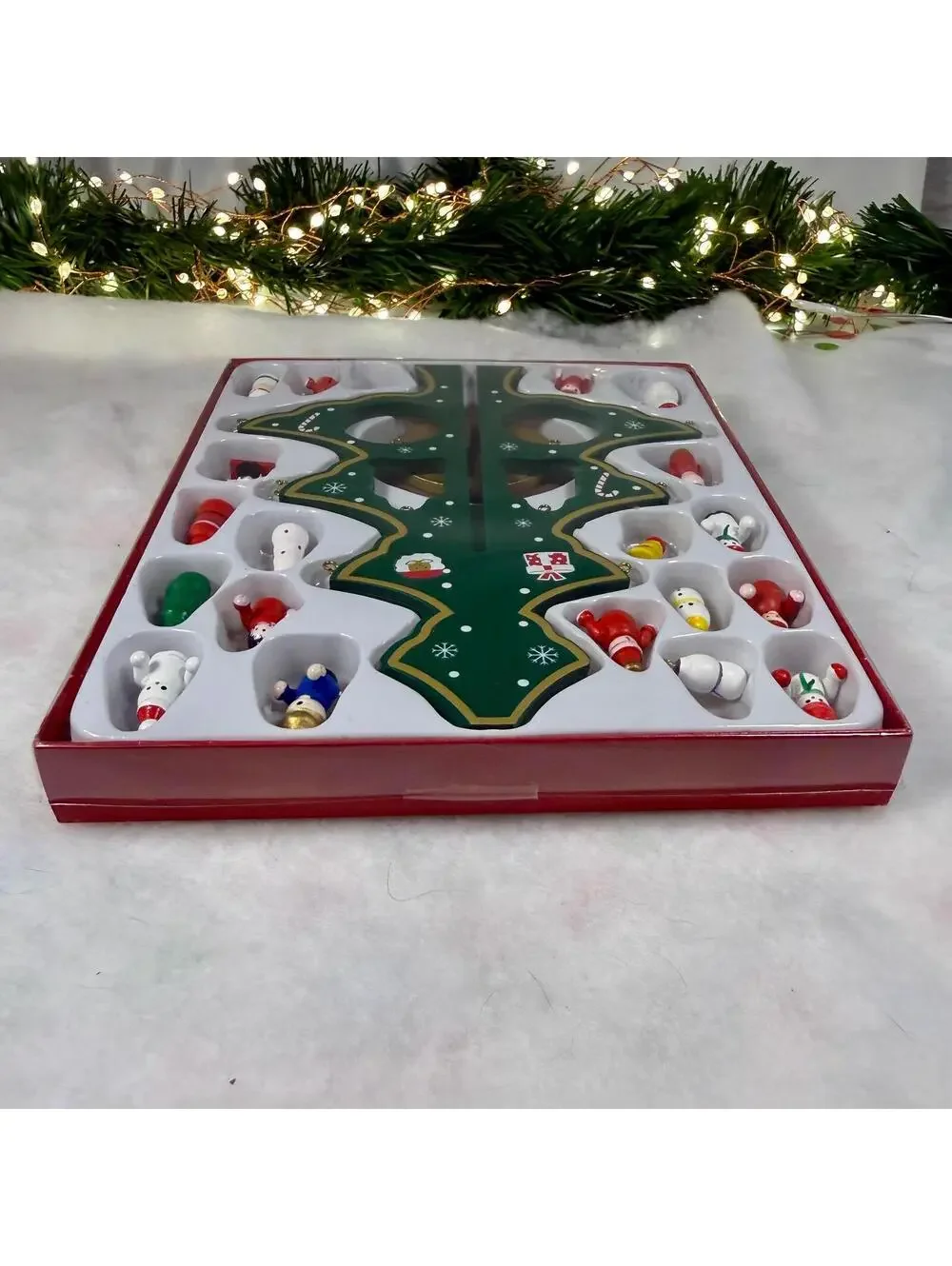 Hand Painted Wooden Christmas Tree with 20 Mini Ornaments